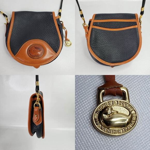 Dooney & Bourke Handbags - Vtg Dooney & Bourke All Weather Leather Equestrian Crossbody Saddle Bag Blue